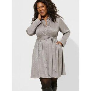 "NWT" Torrid At The Knee Jacquard Woven Collared Shirtdress Gray Plus Size 2X